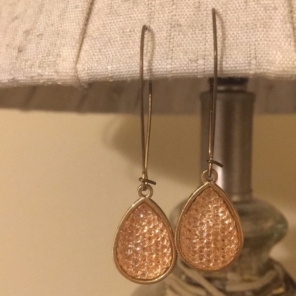 Gold Faux Druzy/Crystal Drop Earrings - Picture 1 of 2